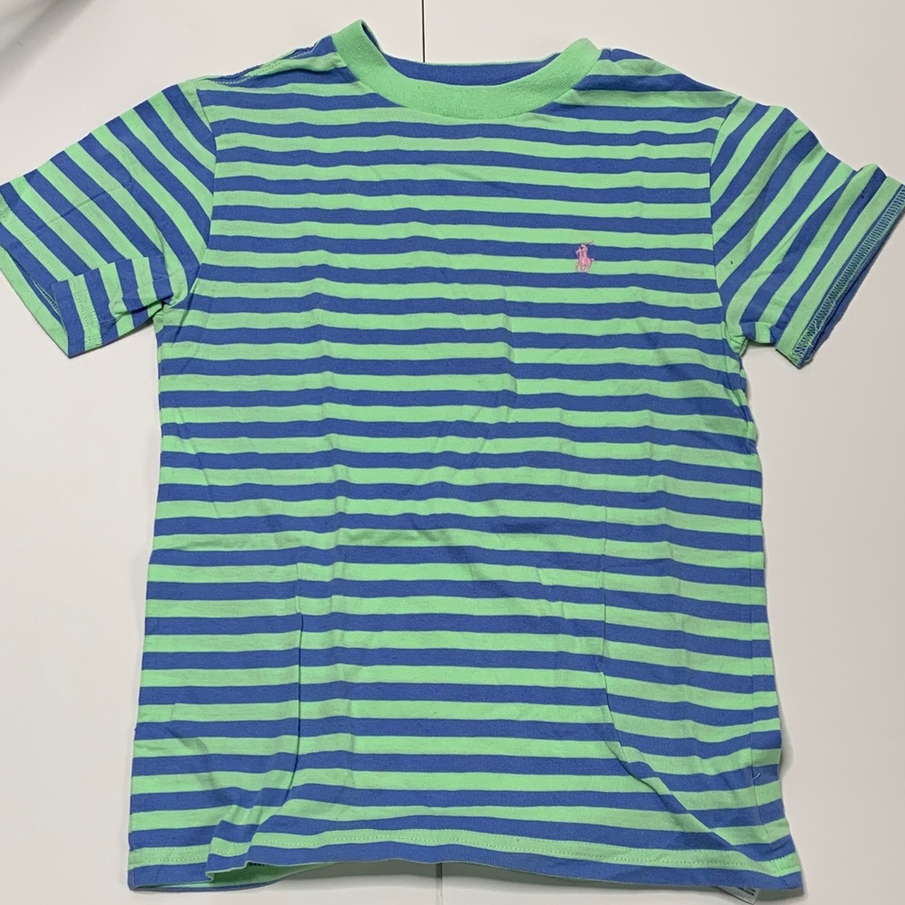 Polo by Ralph Lauren Kids Blue and Green Striped Tee